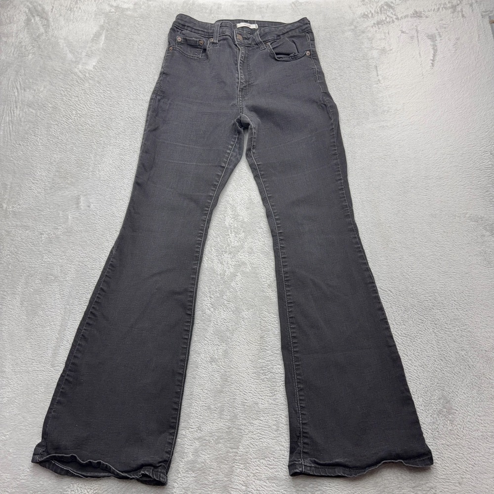 Levis Jeans Womens 29 Gray 726 Flare High Rise Slim Fit Stretch Denim Pants